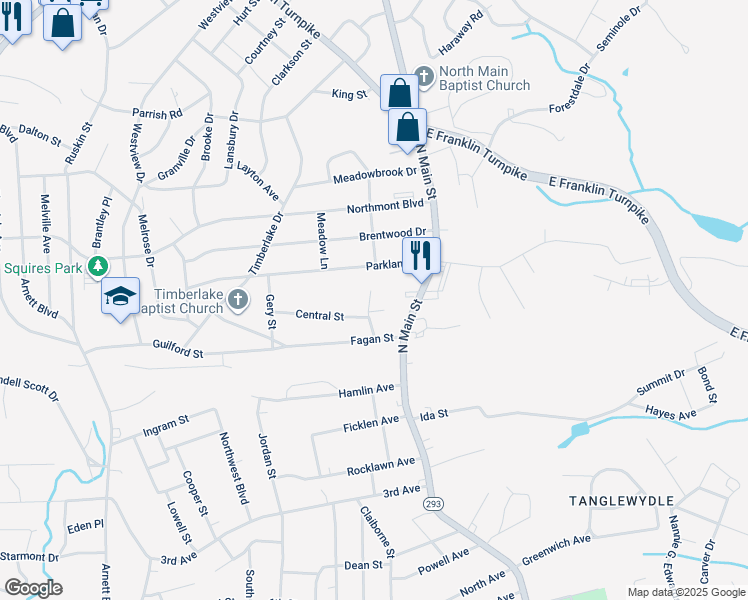 map of restaurants, bars, coffee shops, grocery stores, and more near 216 Kinzer Avenue in Danville