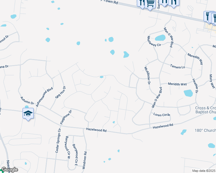 map of restaurants, bars, coffee shops, grocery stores, and more near 1384 Bluebonnet Drive in Clarksville