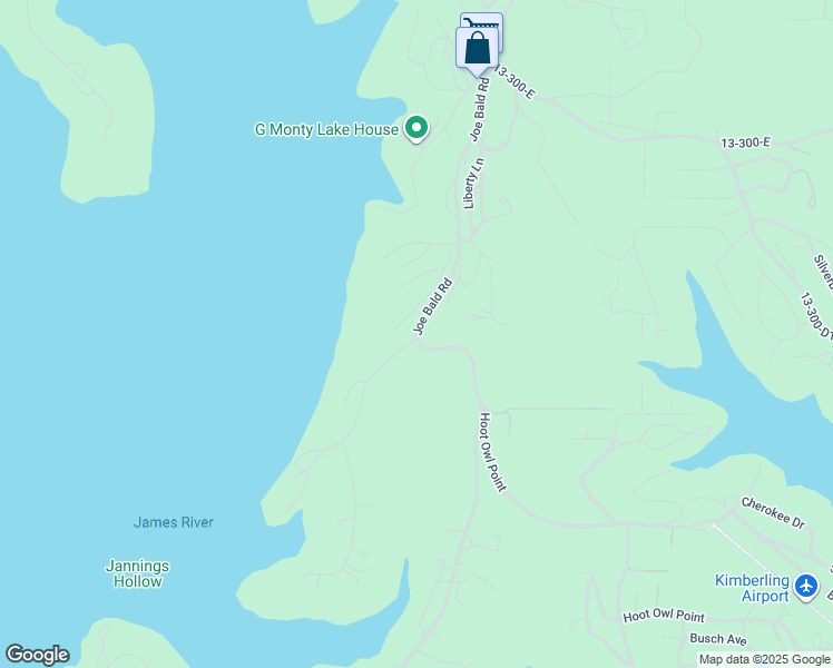 map of restaurants, bars, coffee shops, grocery stores, and more near 4486 Joe Bald Road in Kimberling City