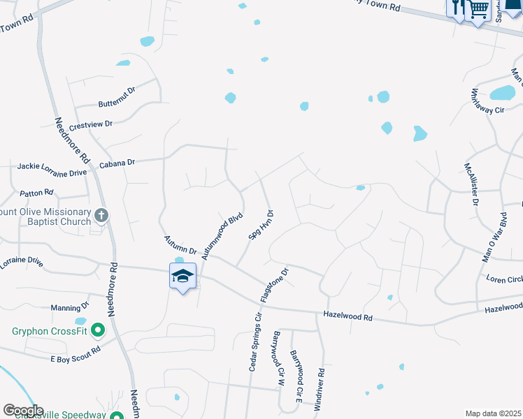 map of restaurants, bars, coffee shops, grocery stores, and more near 1760 Springhaven Drive in Clarksville