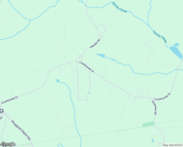 map of restaurants, bars, coffee shops, grocery stores, and more near 1256 Countryside Drive in Ringgold