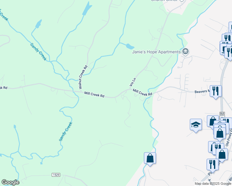 map of restaurants, bars, coffee shops, grocery stores, and more near 880 Mill Creek Road in Danville