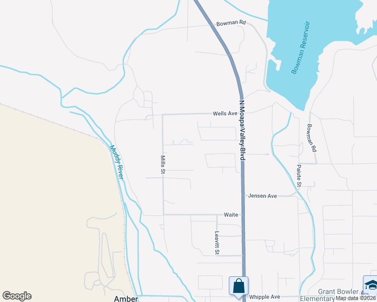 map of restaurants, bars, coffee shops, grocery stores, and more near 4240 Mills Street in Moapa Valley