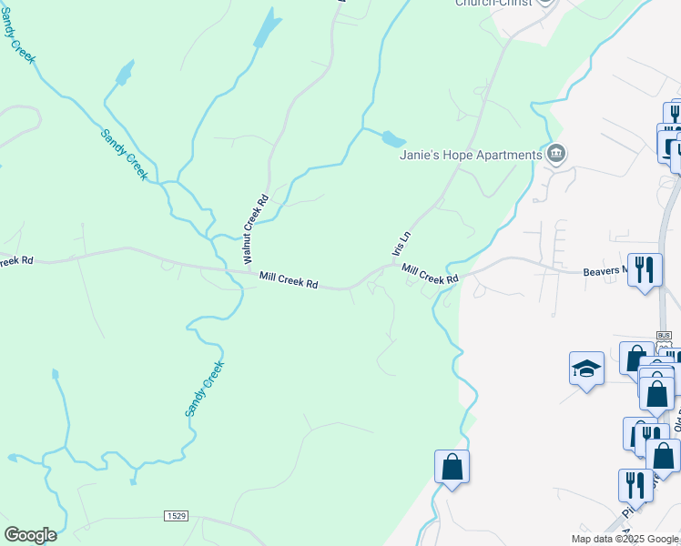 map of restaurants, bars, coffee shops, grocery stores, and more near 880 Mill Creek Road in Danville