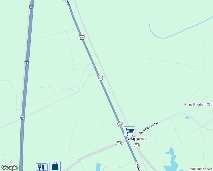 map of restaurants, bars, coffee shops, grocery stores, and more near 4802 Skippers Road in Skippers