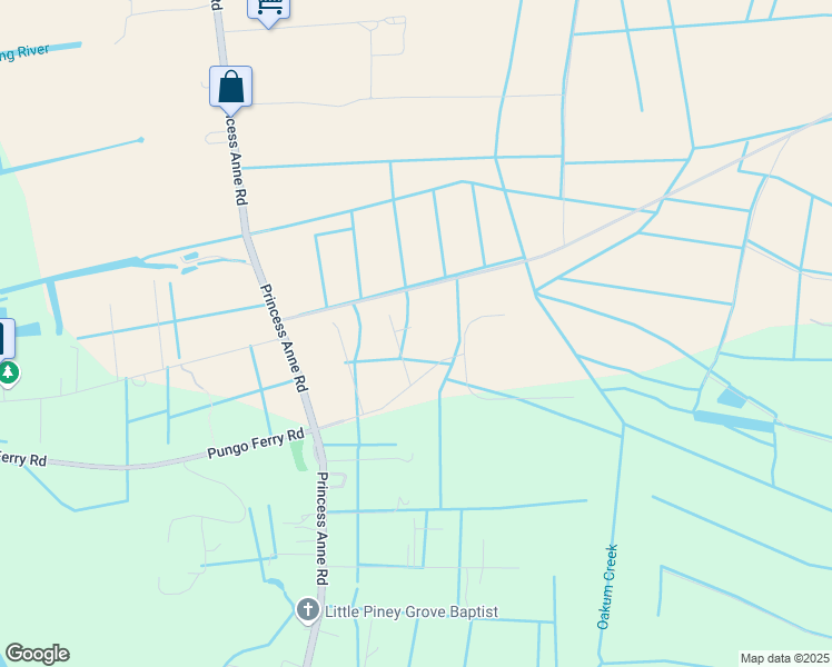 map of restaurants, bars, coffee shops, grocery stores, and more near 616 Spence Farm Court in Virginia Beach