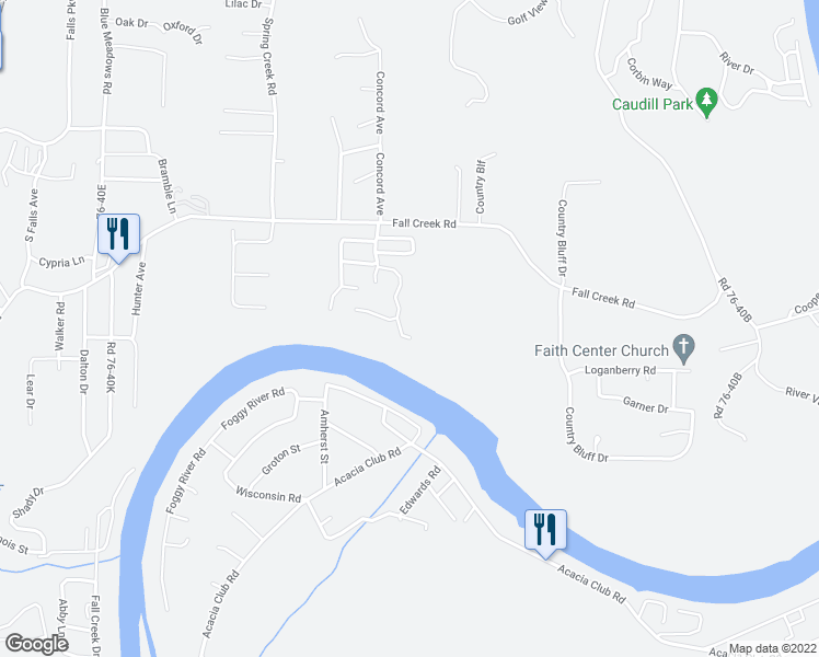 map of restaurants, bars, coffee shops, grocery stores, and more near 125 Cottonwood Trail in Branson