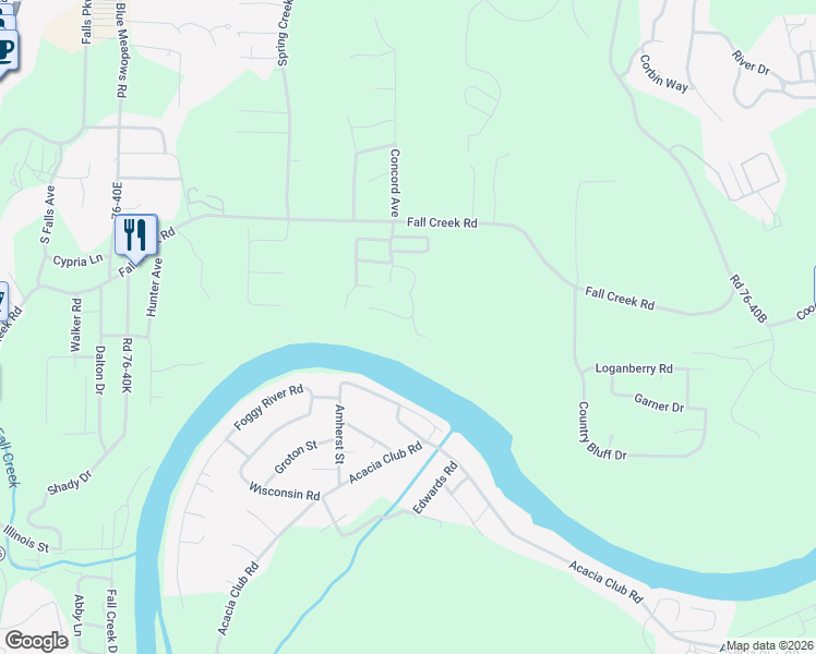 map of restaurants, bars, coffee shops, grocery stores, and more near 125 Cottonwood Trail in Branson