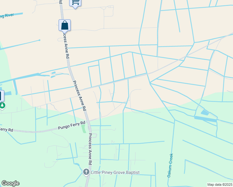 map of restaurants, bars, coffee shops, grocery stores, and more near 616 Spence Farm Court in Virginia Beach