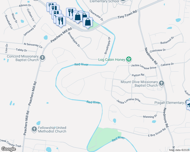 map of restaurants, bars, coffee shops, grocery stores, and more near 1920 Needmore Road in Clarksville
