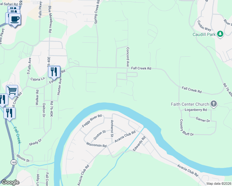 map of restaurants, bars, coffee shops, grocery stores, and more near 252 Forest Lane in Branson