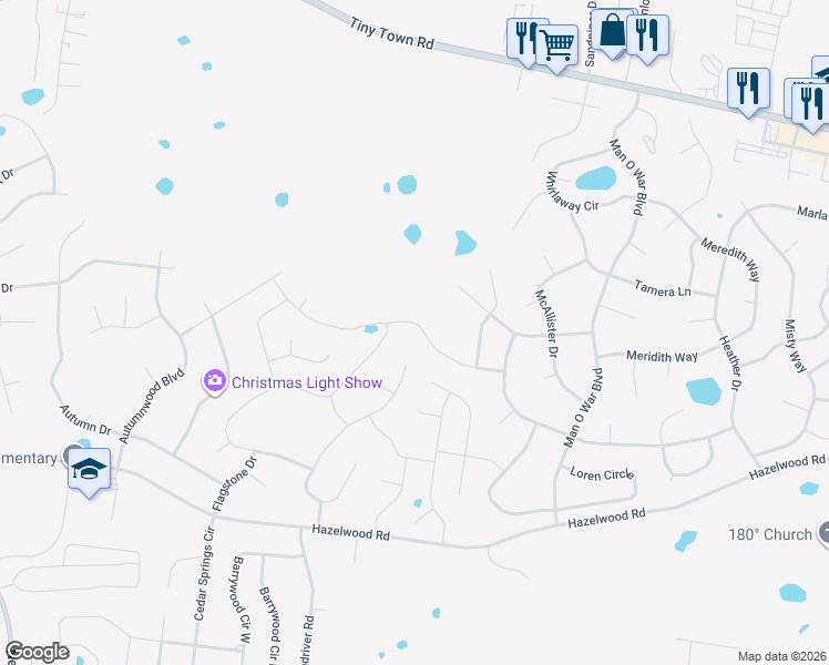 map of restaurants, bars, coffee shops, grocery stores, and more near 3828 Maliki Drive in Clarksville