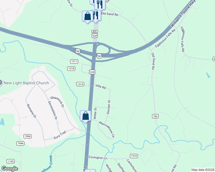 map of restaurants, bars, coffee shops, grocery stores, and more near 2-198 Candlelamp Lane in Ridgeway