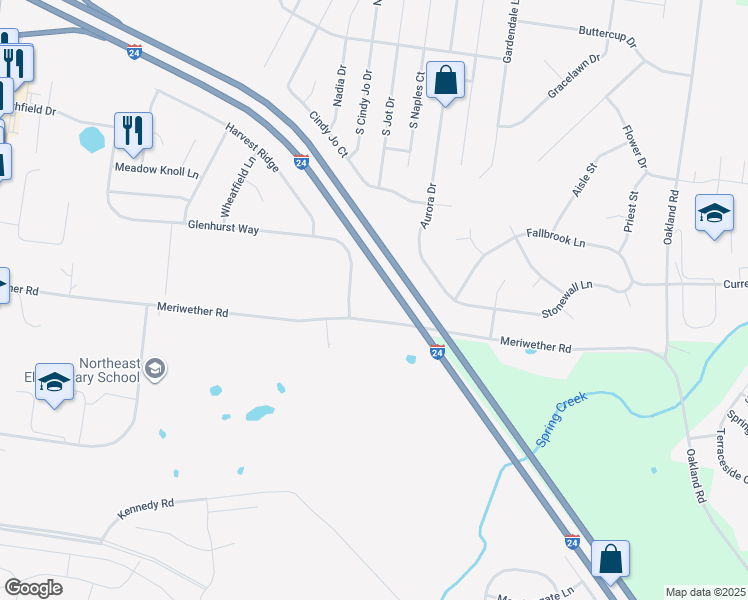 map of restaurants, bars, coffee shops, grocery stores, and more near 905 Glenhurst Way in Clarksville