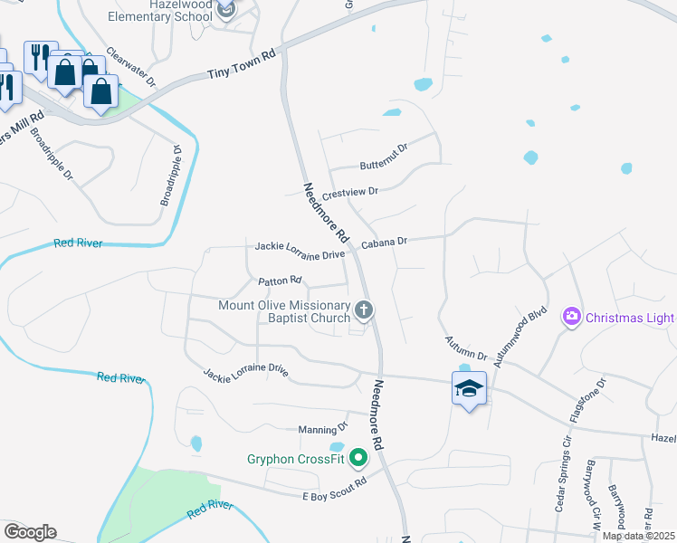 map of restaurants, bars, coffee shops, grocery stores, and more near 1816 Jackie Lorraine Drive in Clarksville