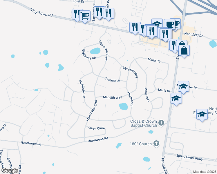map of restaurants, bars, coffee shops, grocery stores, and more near 3787 Madeline Court in Clarksville
