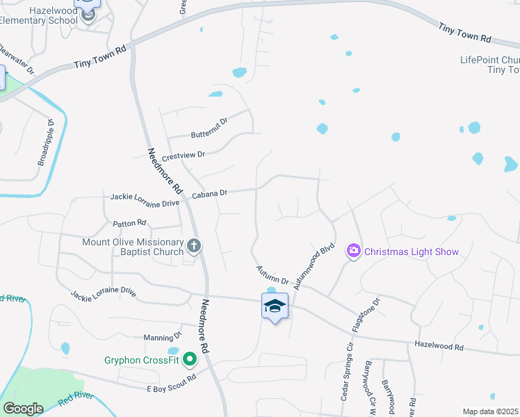 map of restaurants, bars, coffee shops, grocery stores, and more near 1653 Autumn Drive in Clarksville