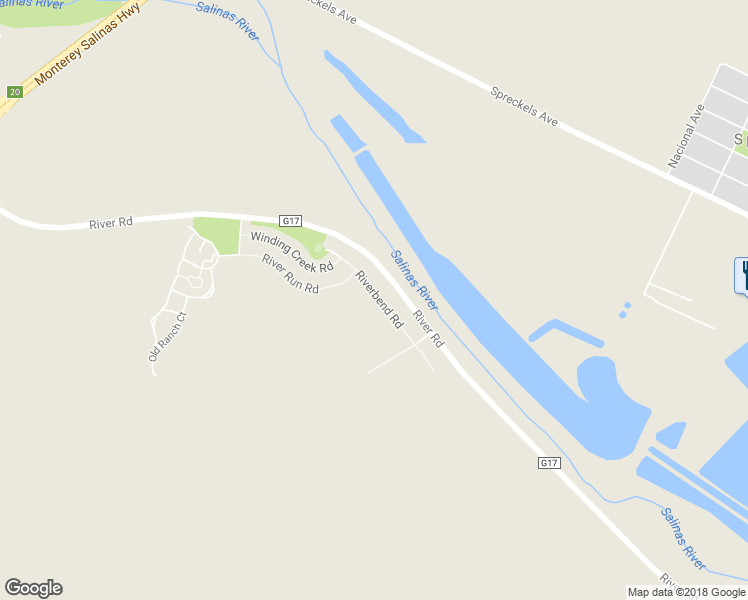 map of restaurants, bars, coffee shops, grocery stores, and more near 17720 Riverbend Road in Salinas