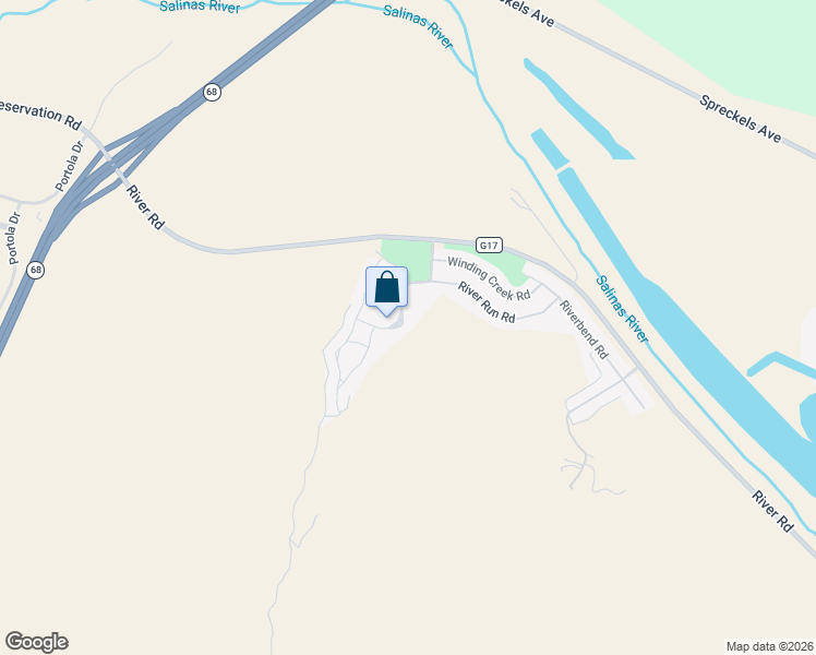 map of restaurants, bars, coffee shops, grocery stores, and more near 17550 Sugarmill Road in Salinas