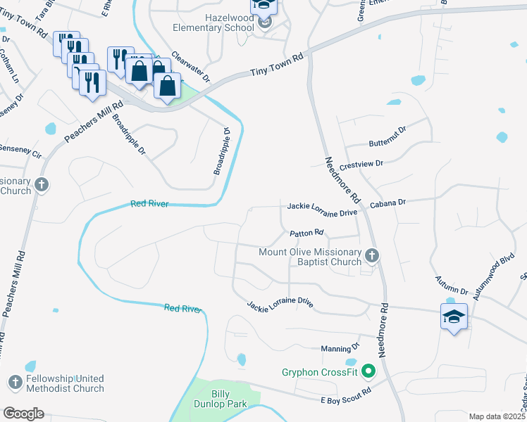 map of restaurants, bars, coffee shops, grocery stores, and more near 1888 Jackie Lorraine Drive in Clarksville