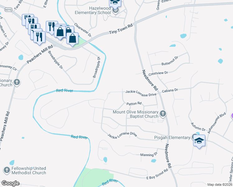 map of restaurants, bars, coffee shops, grocery stores, and more near 1884 Jackie Lorraine Drive in Clarksville