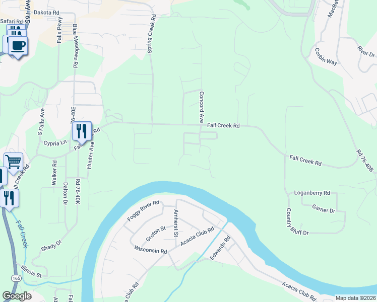 map of restaurants, bars, coffee shops, grocery stores, and more near 271 Forest Lane in Branson