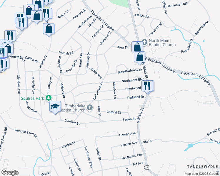 map of restaurants, bars, coffee shops, grocery stores, and more near 310 Brentwood Drive in Danville