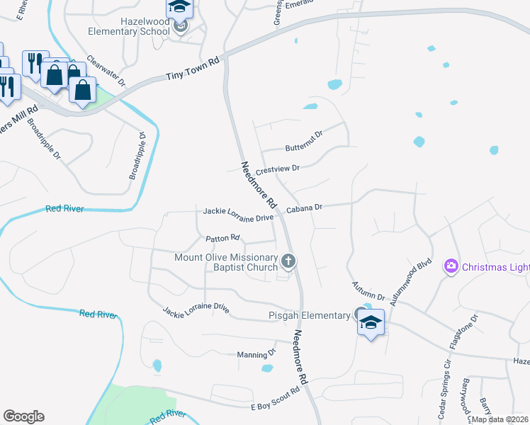 map of restaurants, bars, coffee shops, grocery stores, and more near 1816 Jackie Lorraine Drive in Clarksville