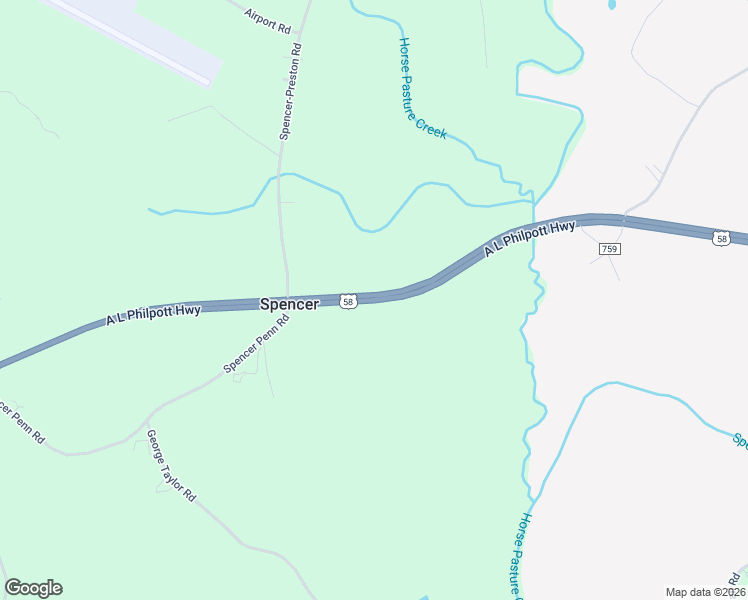 map of restaurants, bars, coffee shops, grocery stores, and more near A L Philpott Highway in Spencer