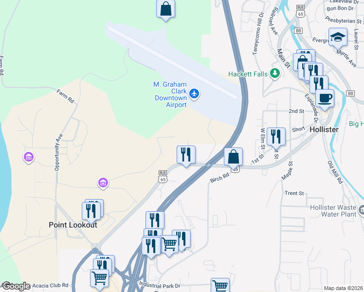 map of restaurants, bars, coffee shops, grocery stores, and more near 201 Blue Sky Lane in Hollister