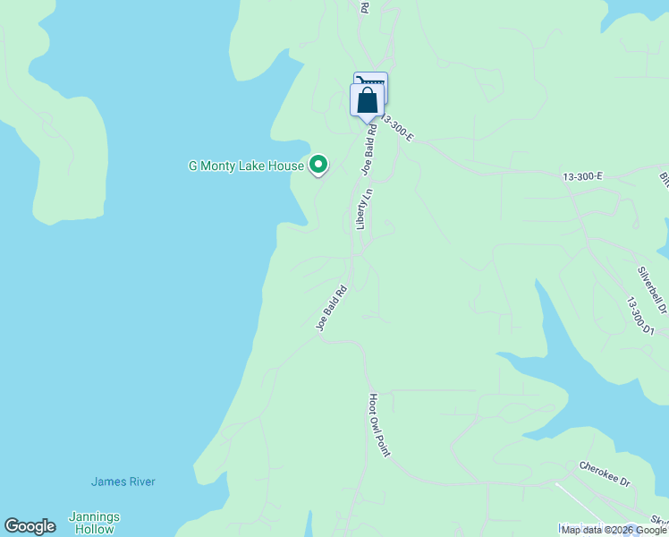 map of restaurants, bars, coffee shops, grocery stores, and more near 4436-4486 Joe Bald Road in Kimberling City