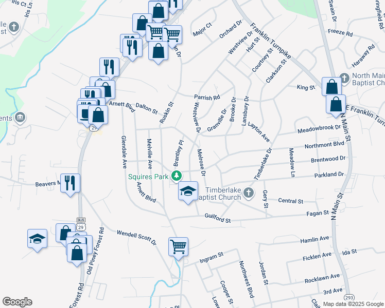 map of restaurants, bars, coffee shops, grocery stores, and more near 809 Westview Drive in Danville