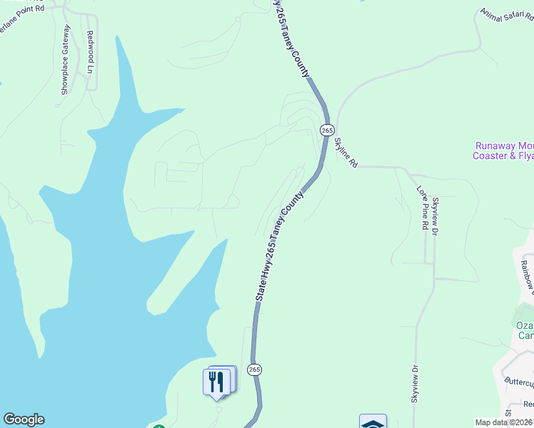 map of restaurants, bars, coffee shops, grocery stores, and more near 1125 State Highway 265 in Branson
