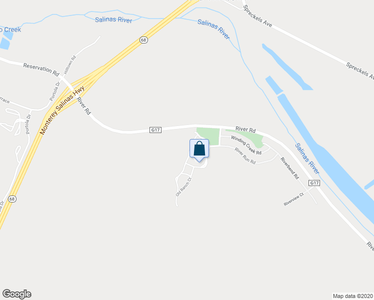 map of restaurants, bars, coffee shops, grocery stores, and more near 21040 Country Park Road in Salinas