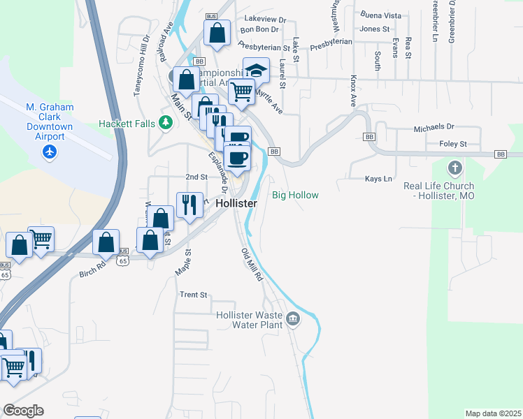 map of restaurants, bars, coffee shops, grocery stores, and more near 314 Hidden Valley Road in Hollister