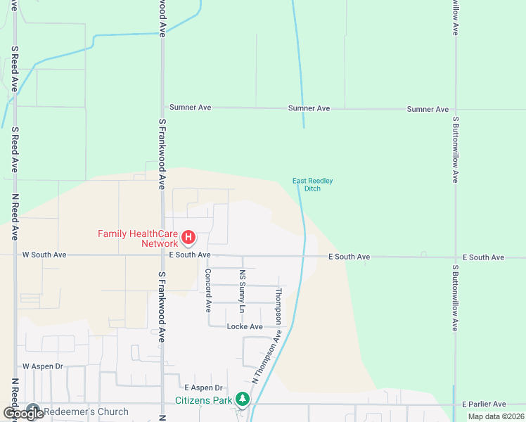 map of restaurants, bars, coffee shops, grocery stores, and more near 19342 East South Avenue in Reedley