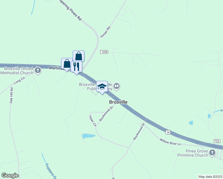 map of restaurants, bars, coffee shops, grocery stores, and more near 11980 Martinsville Highway in Danville