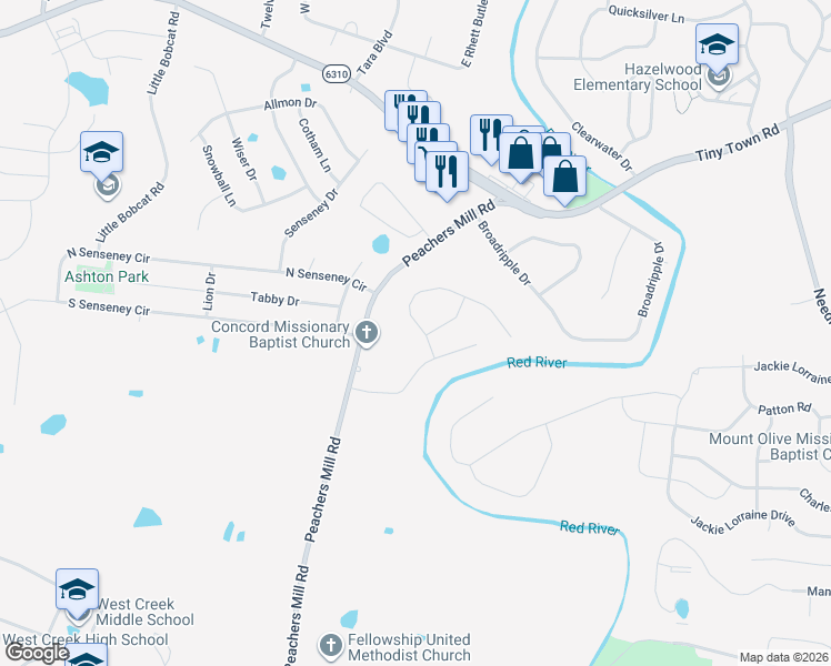 map of restaurants, bars, coffee shops, grocery stores, and more near 1788 Ridge Runner Court in Clarksville
