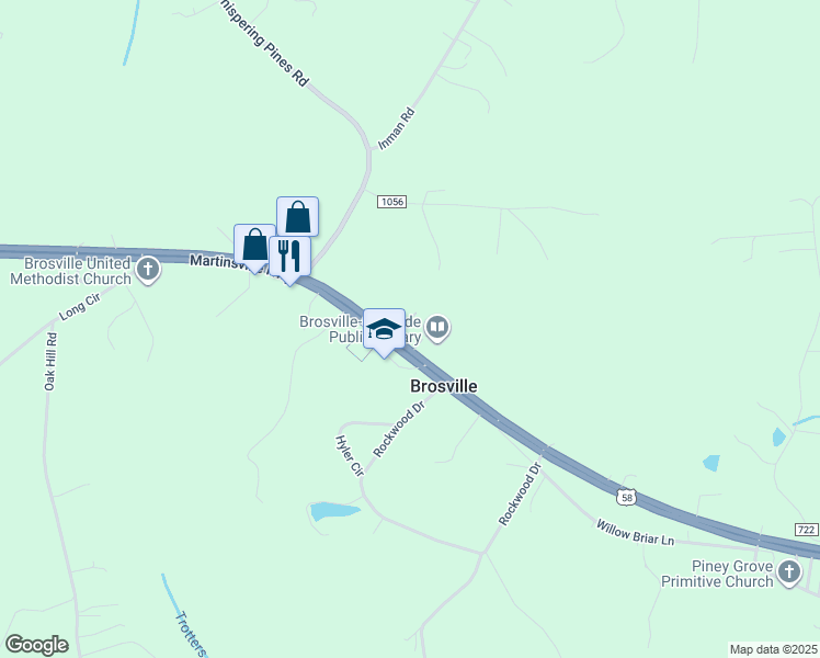 map of restaurants, bars, coffee shops, grocery stores, and more near 11980 Martinsville Highway in Danville