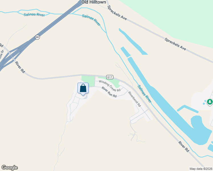 map of restaurants, bars, coffee shops, grocery stores, and more near 17602 Winding Creek Road in Salinas