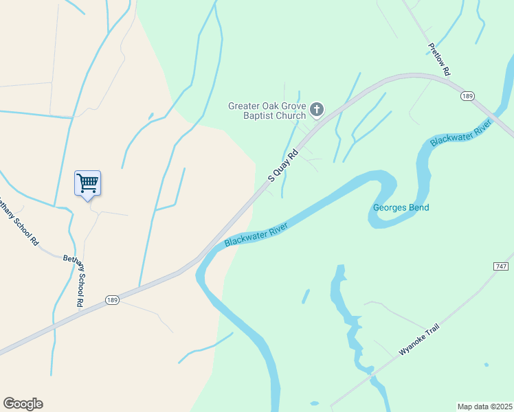 map of restaurants, bars, coffee shops, grocery stores, and more near 35244 Virginia 189 in Franklin