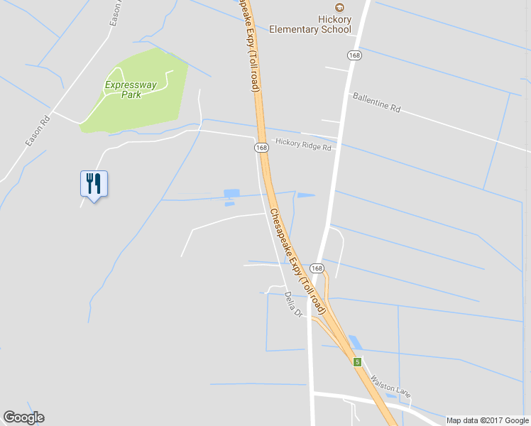 map of restaurants, bars, coffee shops, grocery stores, and more near 3036 Delia Drive in Chesapeake