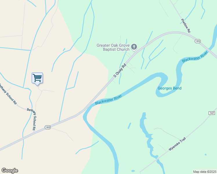 map of restaurants, bars, coffee shops, grocery stores, and more near 35244 Virginia 189 in Franklin