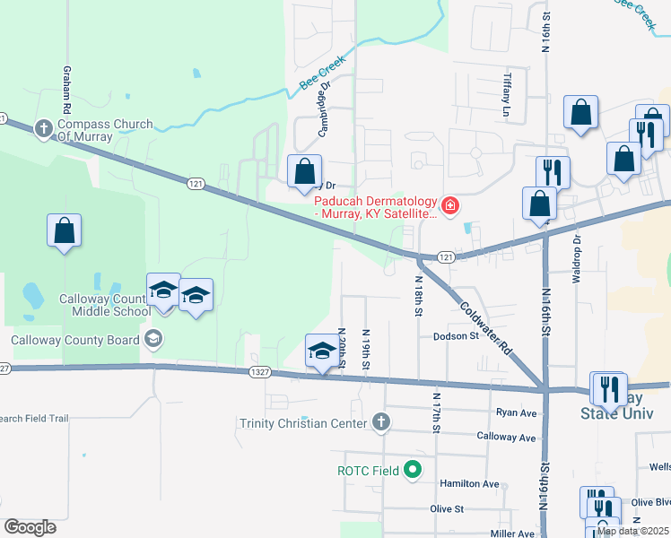map of restaurants, bars, coffee shops, grocery stores, and more near 900-998 North 20th Street in Murray