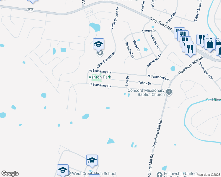 map of restaurants, bars, coffee shops, grocery stores, and more near 3260 South Senseney Circle in Clarksville