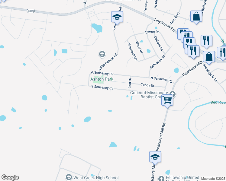 map of restaurants, bars, coffee shops, grocery stores, and more near 3260 South Senseney Circle in Clarksville