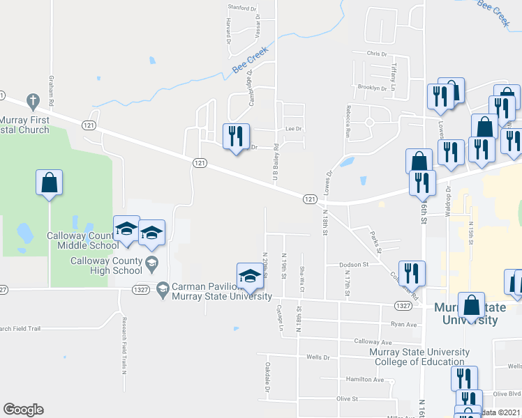 map of restaurants, bars, coffee shops, grocery stores, and more near 998 North 20th Street in Murray
