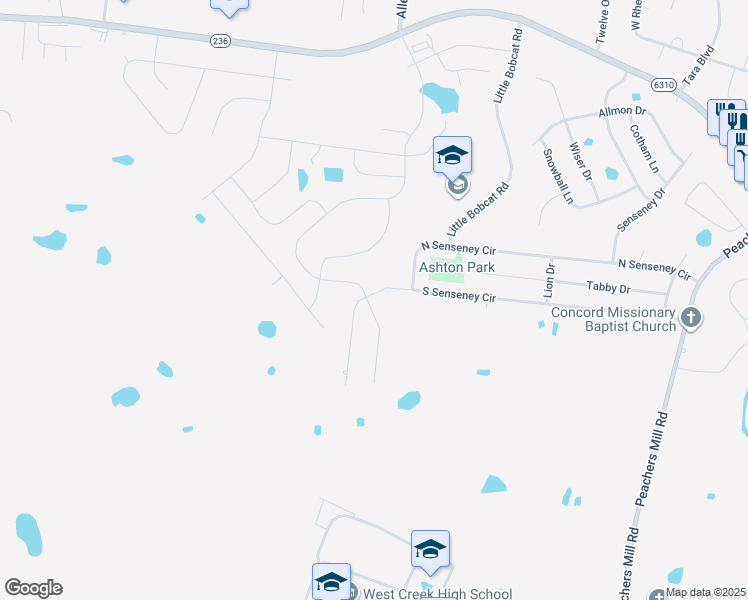 map of restaurants, bars, coffee shops, grocery stores, and more near 2499 Rafiki Drive in Clarksville