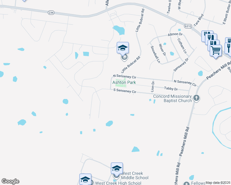 map of restaurants, bars, coffee shops, grocery stores, and more near 3282 South Senseney Circle in Clarksville