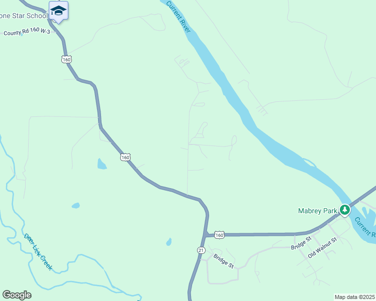 map of restaurants, bars, coffee shops, grocery stores, and more near County Road 160 W-1 in Ripley County
